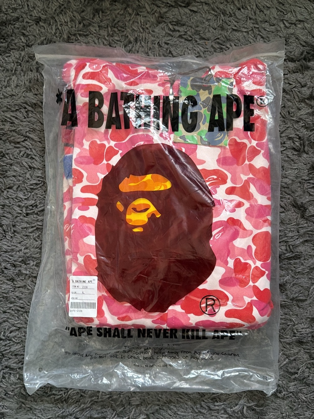 Bape Men’s Pink Camo Zip-Up Sweater with Brown Ape Logo